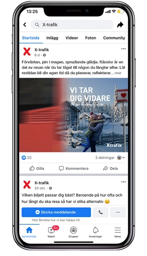 Iphone med X-trafik sociala medier