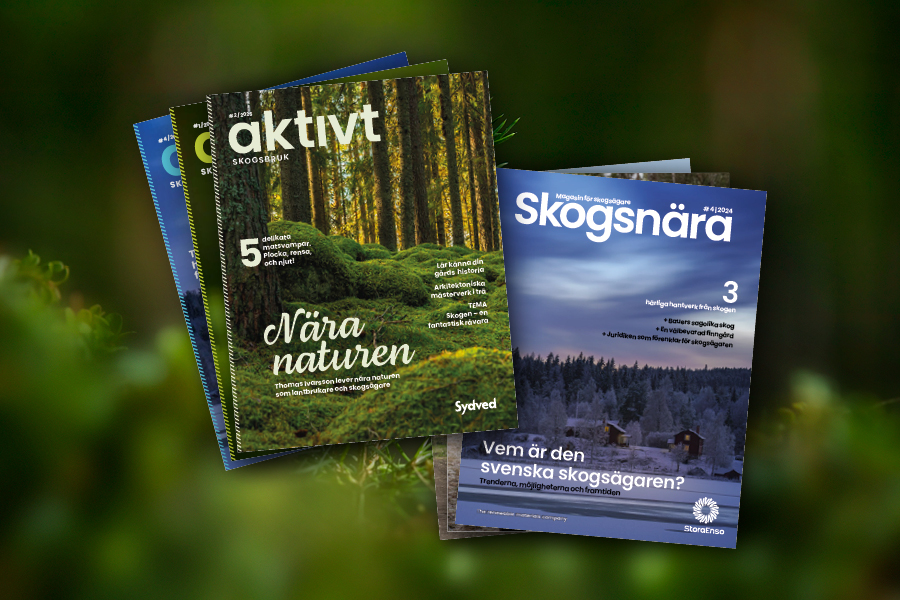 Omslag av tidningarna Aktivt skogsbruk och Skogsnära.